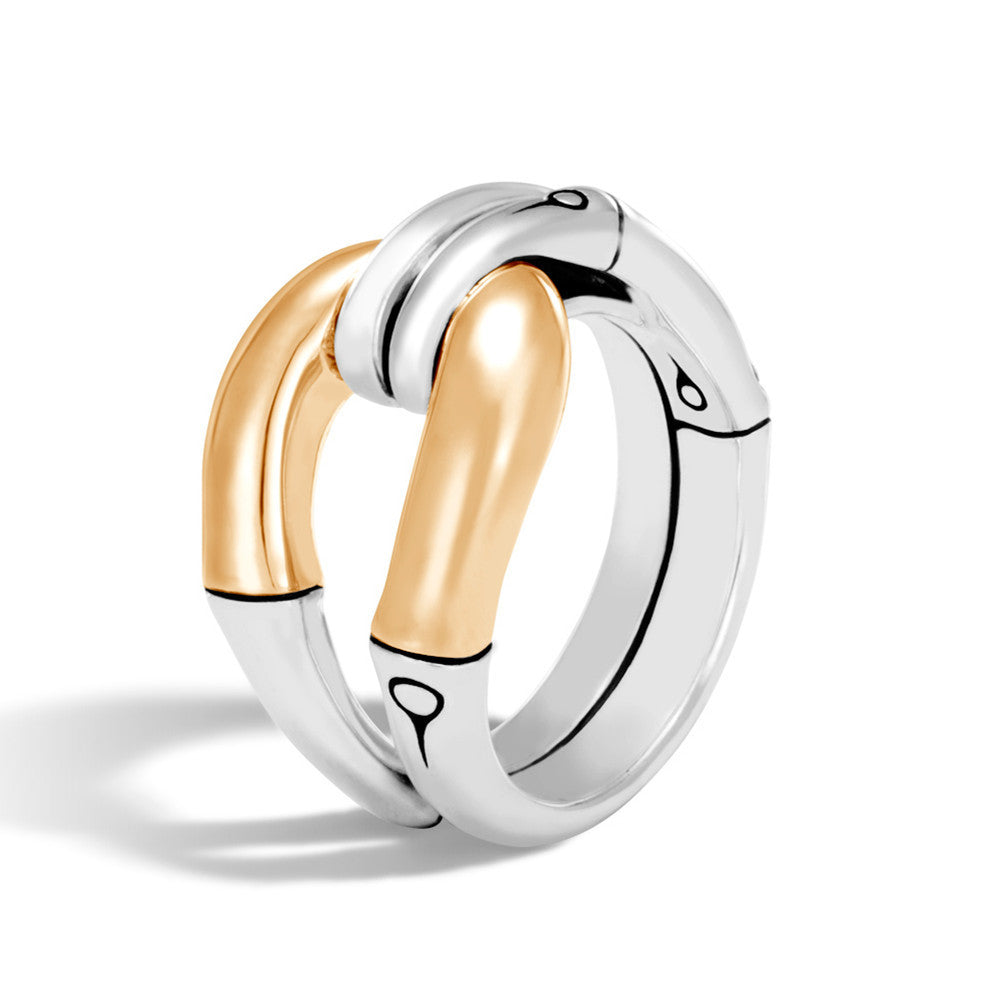 Naomi – Kreativer Goldener Ring mit Geometrischem Bambusmuster