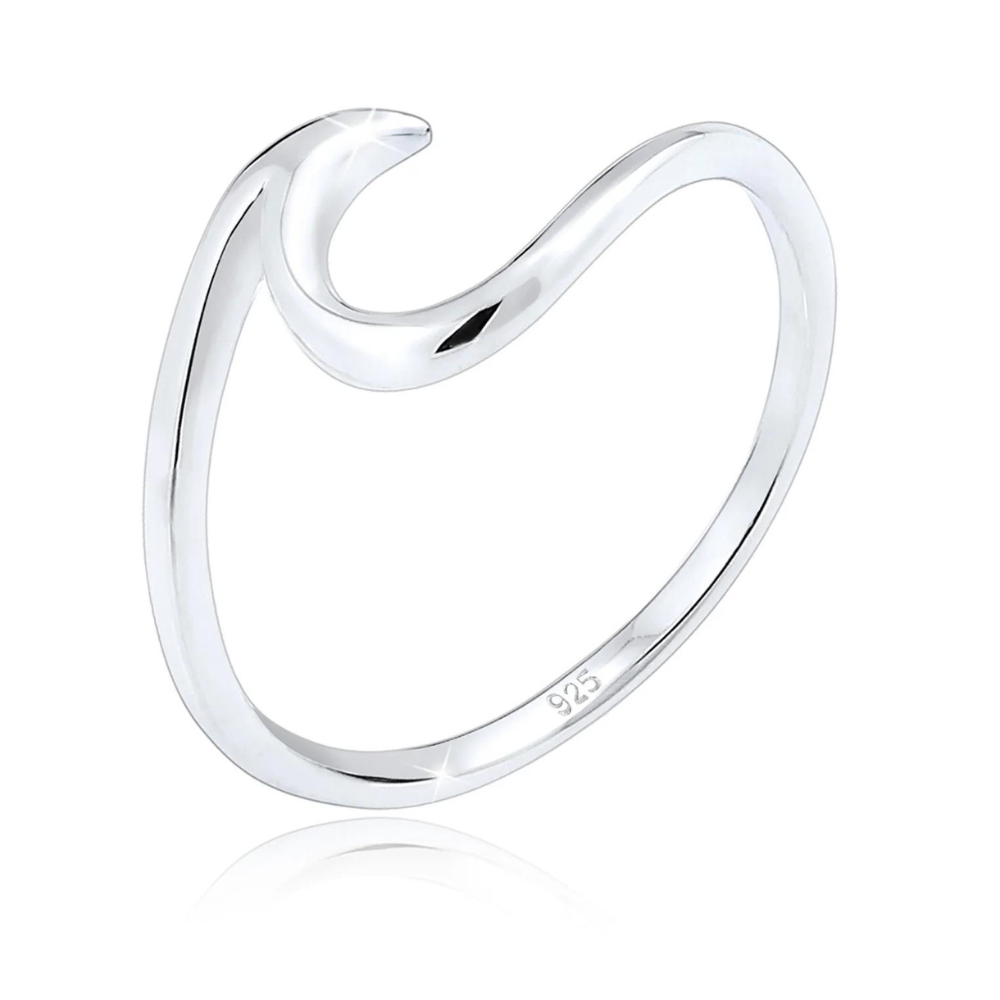 Minimalistischer Sea Wave Ring - Silberring in Wellenform