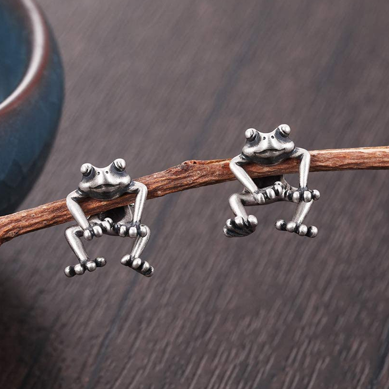 Niedlicher schwimmender Frosch - Mini-Frosch-Ohrringe