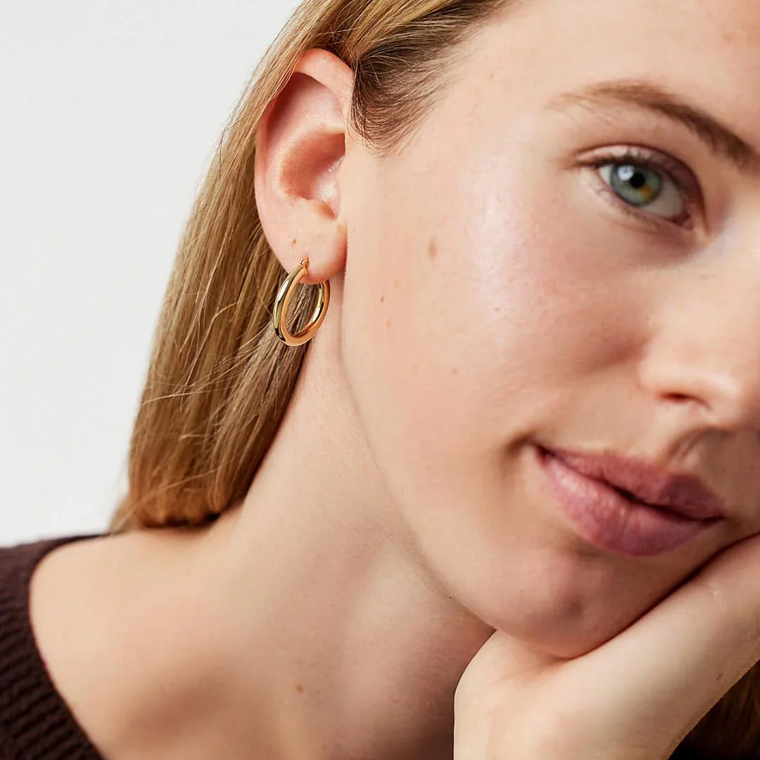 Lena – Einfache Kreolen Vergoldet 18K