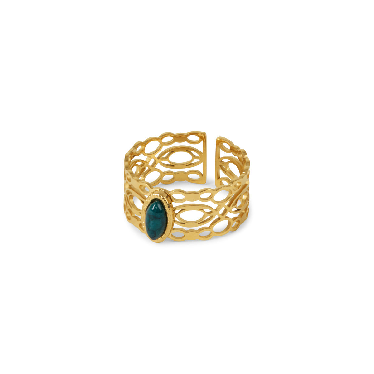 Lysandra – Ovaler Malachit-Ring Vergoldet