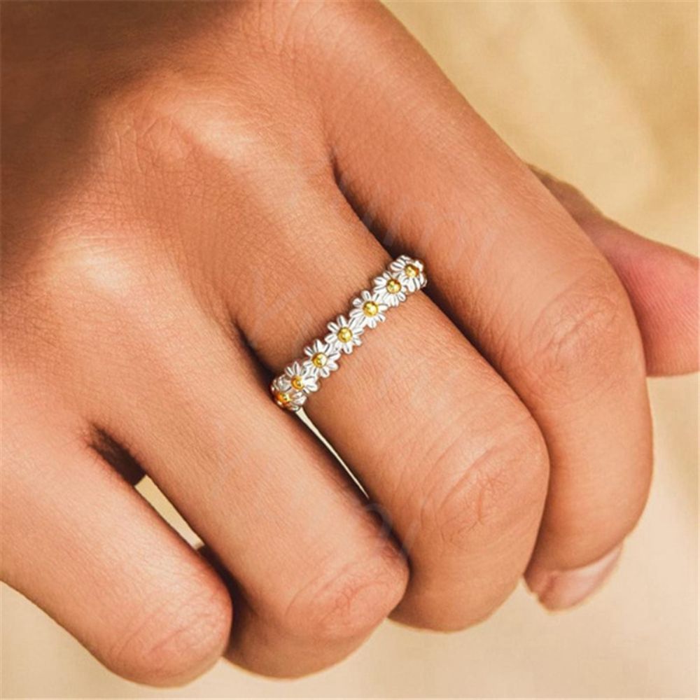 Damen Verstellbarer Gänseblümchen-Ring mit Blumenmotiv