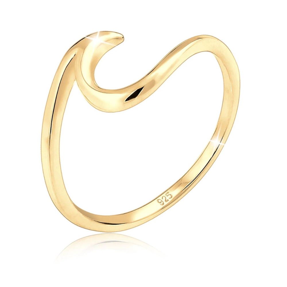 Minimalistischer Sea Wave Ring - Silberring in Wellenform