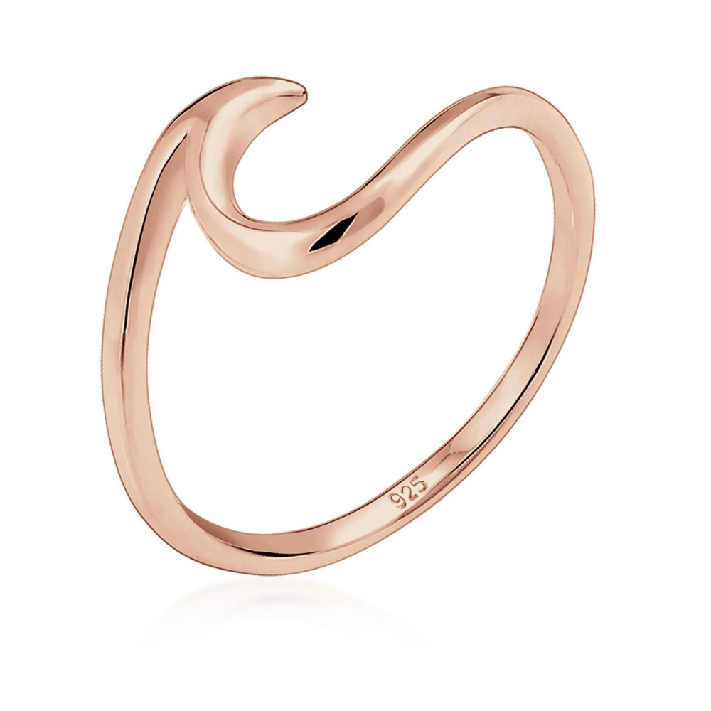 Minimalistischer Sea Wave Ring - Silberring in Wellenform