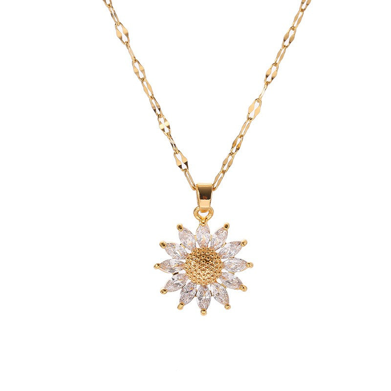 Jennie – Kette Sonnenblume aus Kristall und Goldener Veredelung