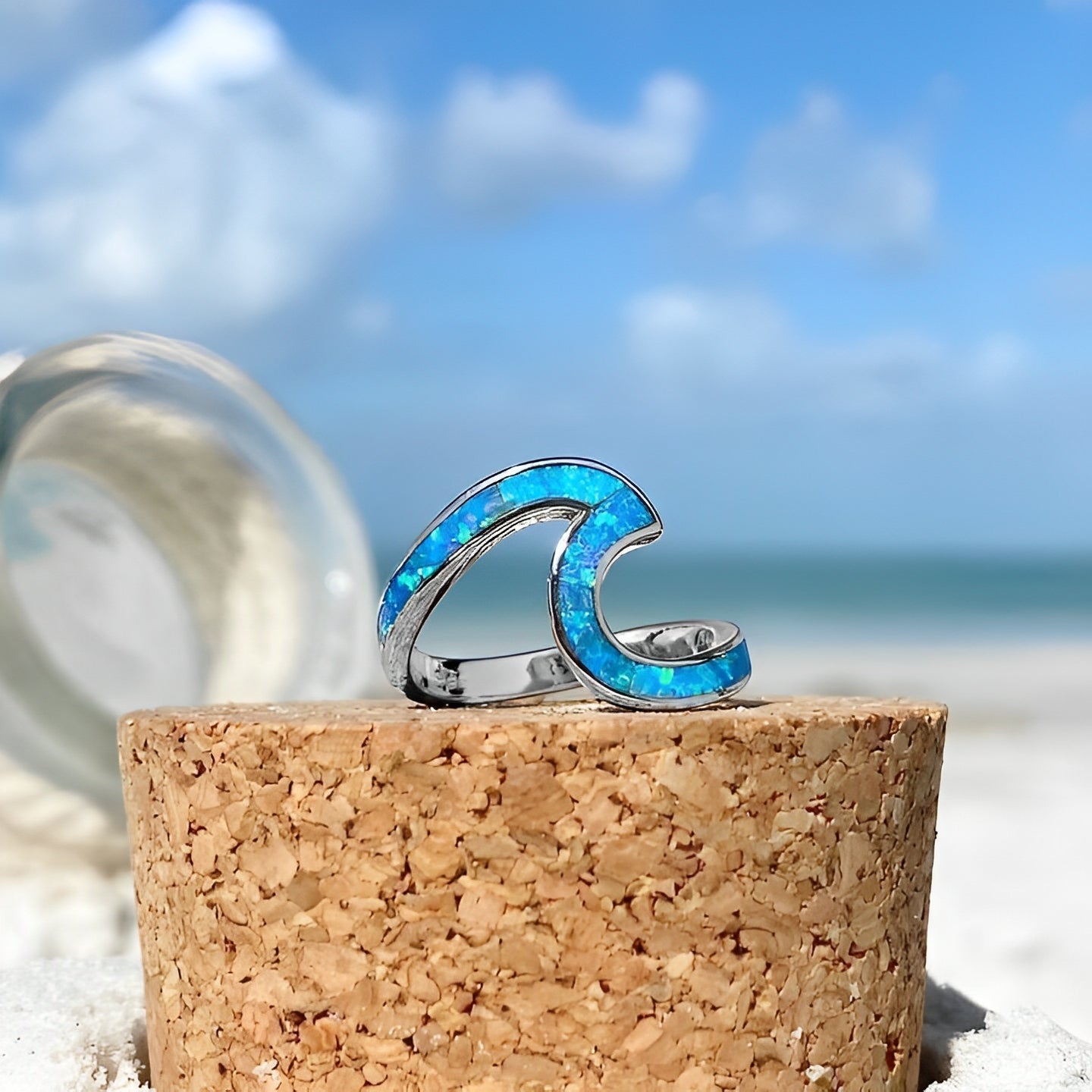 Nerina – Ring Meereswelle in Opal und Silber