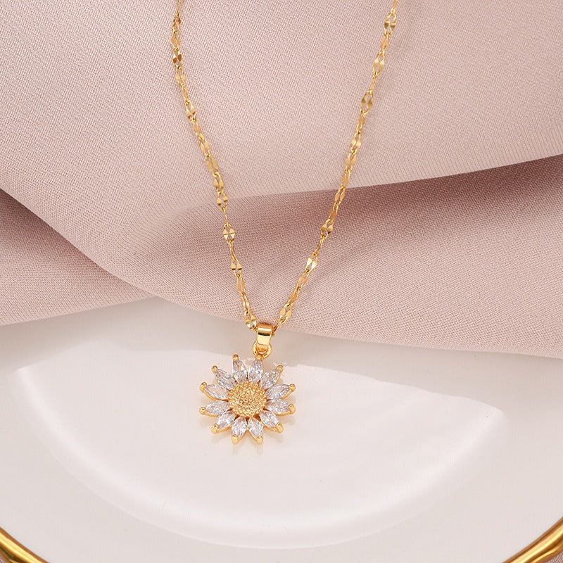 Jennie – Kette Sonnenblume aus Kristall und Goldener Veredelung