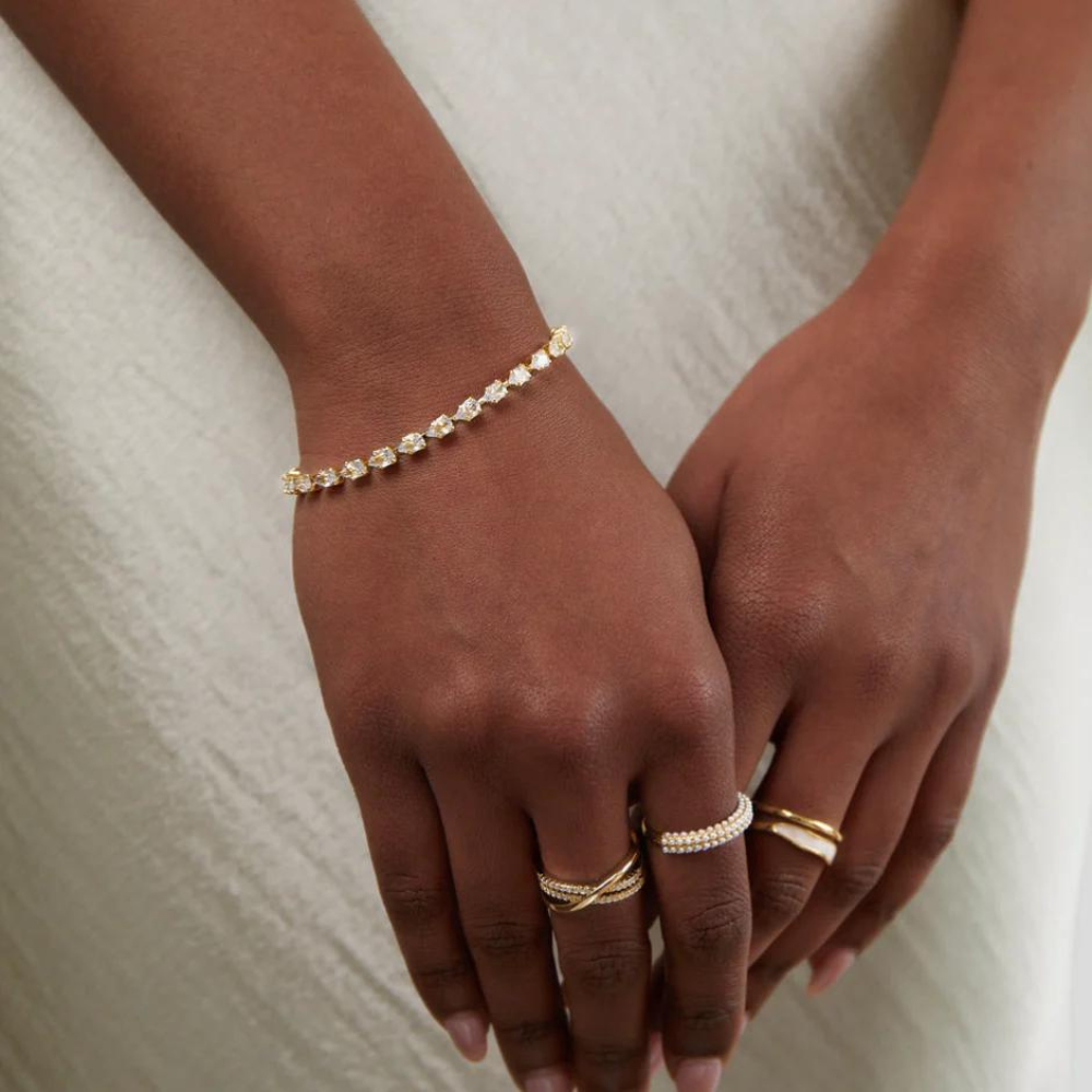 Goldenes Kristallarmband - Verstellbares Kristallarmband