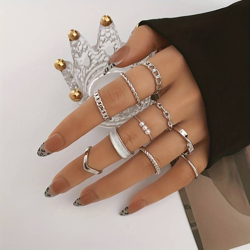 10Stück Mode Ringe - Trendy Mix & Match Ringe