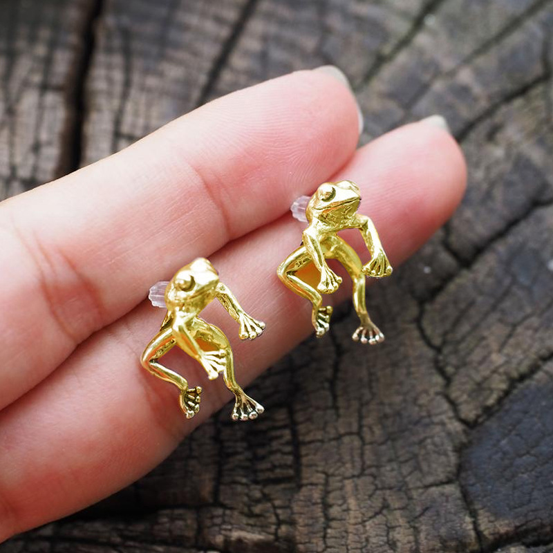 Niedlicher schwimmender Frosch - Mini-Frosch-Ohrringe
