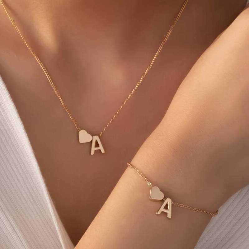 Initiale Herz-Schmuckset - Initial Love Schmuckset