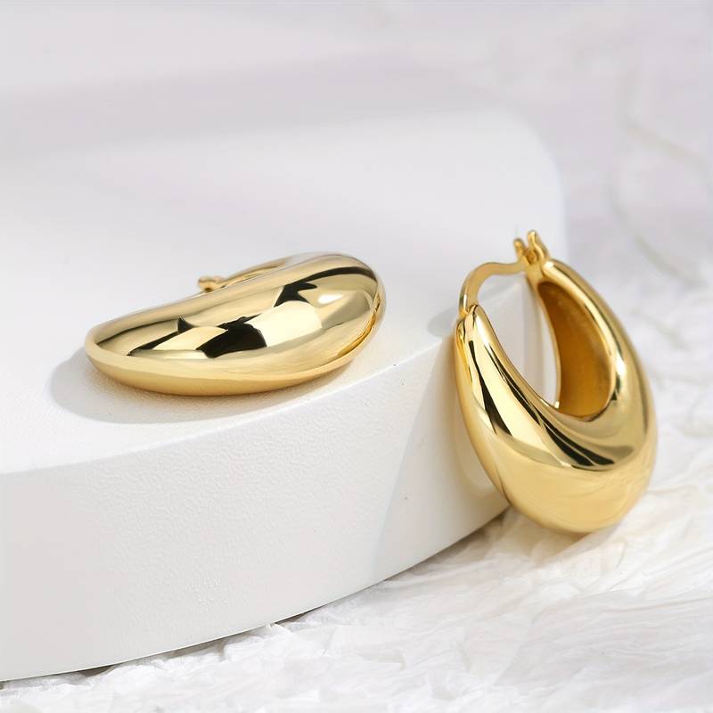 Chunky 18K vergoldete Ohrringe - Chunky Offene Ohrringe