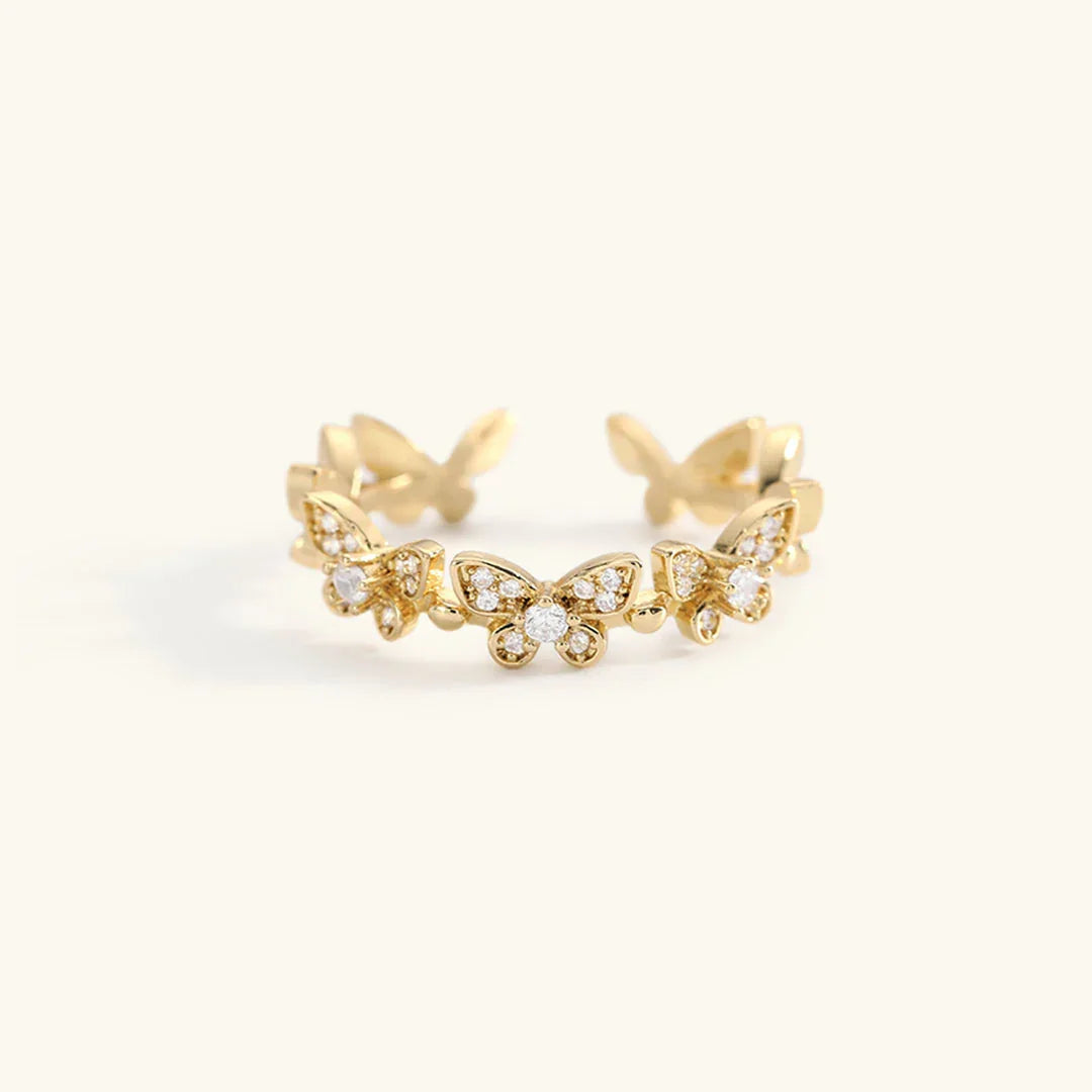 Aihime – Zeitloser Goldener Schmetterlingsring