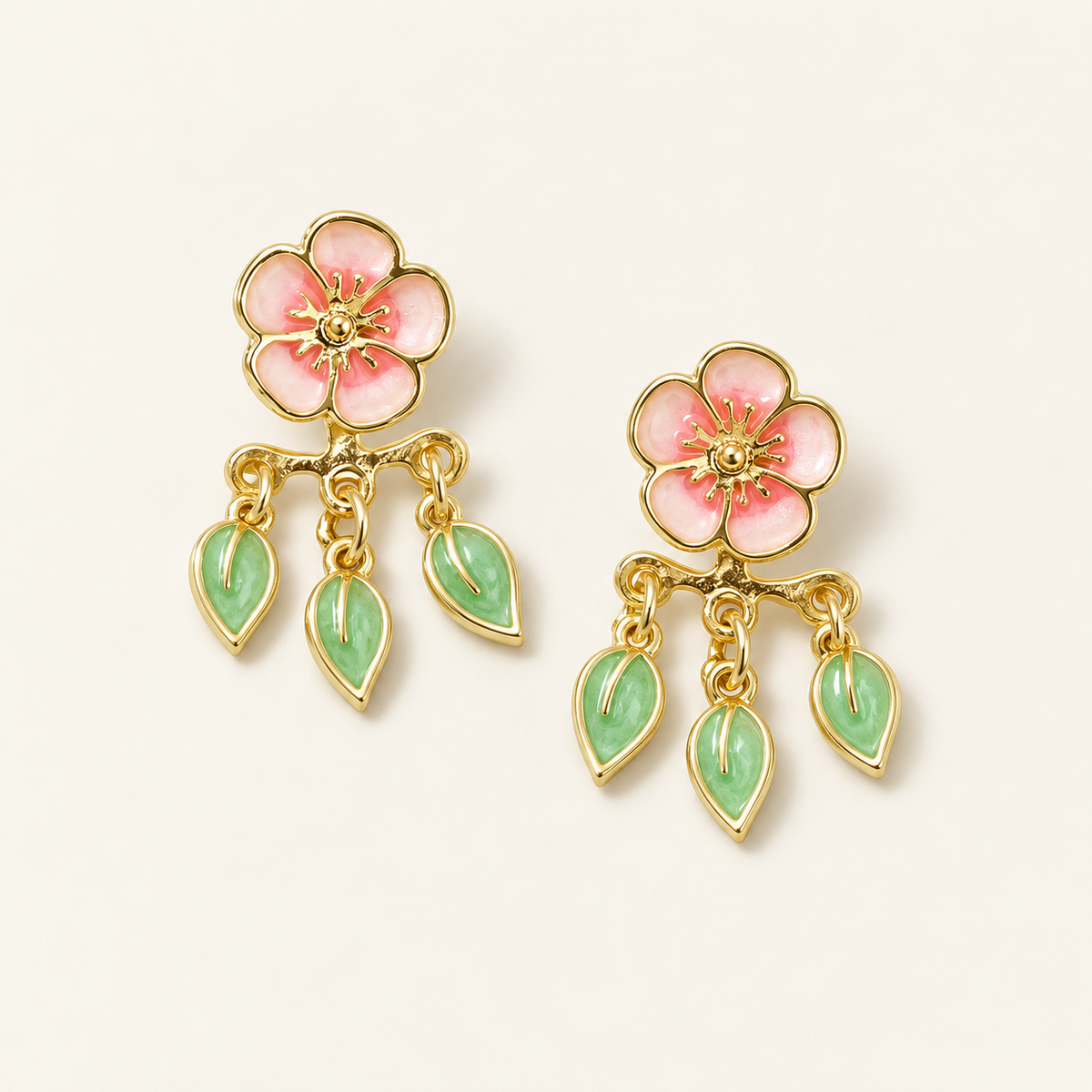 Damen Kirschblüten-Ohrringe mit Hängendem Blätterdesign