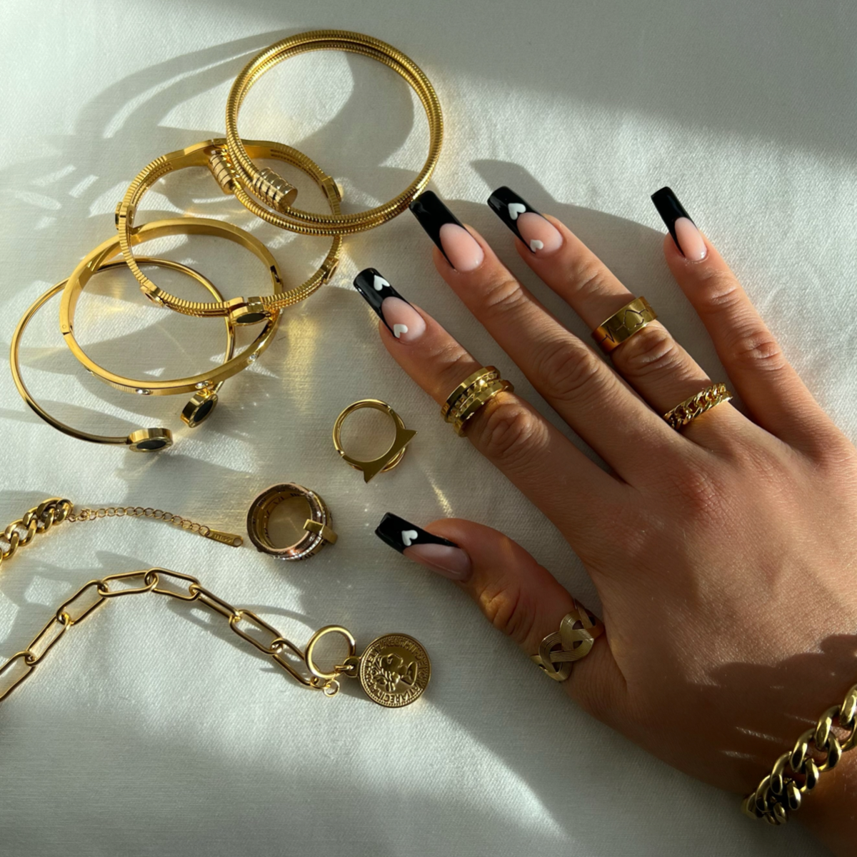 Clara – Bague Kette Gourmette Gold