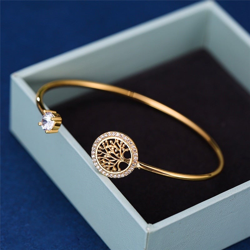 Elowen – Verstellbares Armband Lebensbaum aus Silber