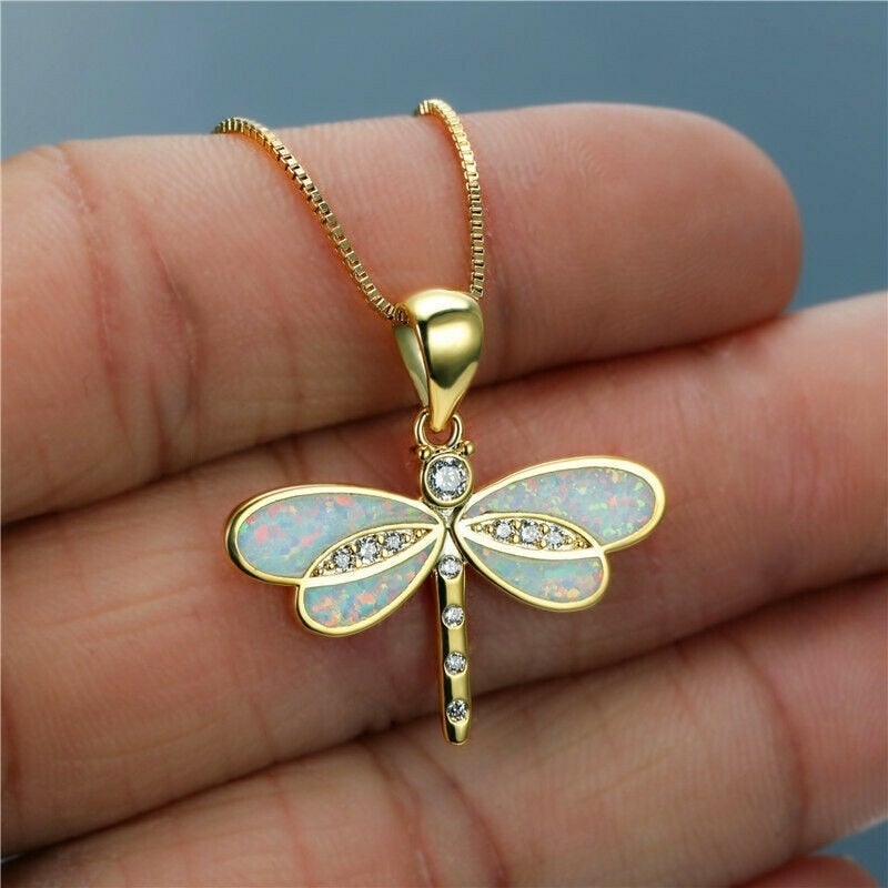 Maggie – Collier Goldene Libelle mit Opal