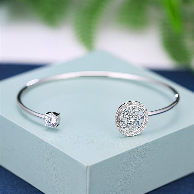 Elowen – Verstellbares Armband Lebensbaum aus Silber