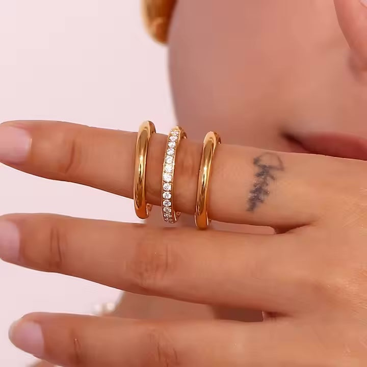 Camille – Set Armband, Ring und Ring vergoldet