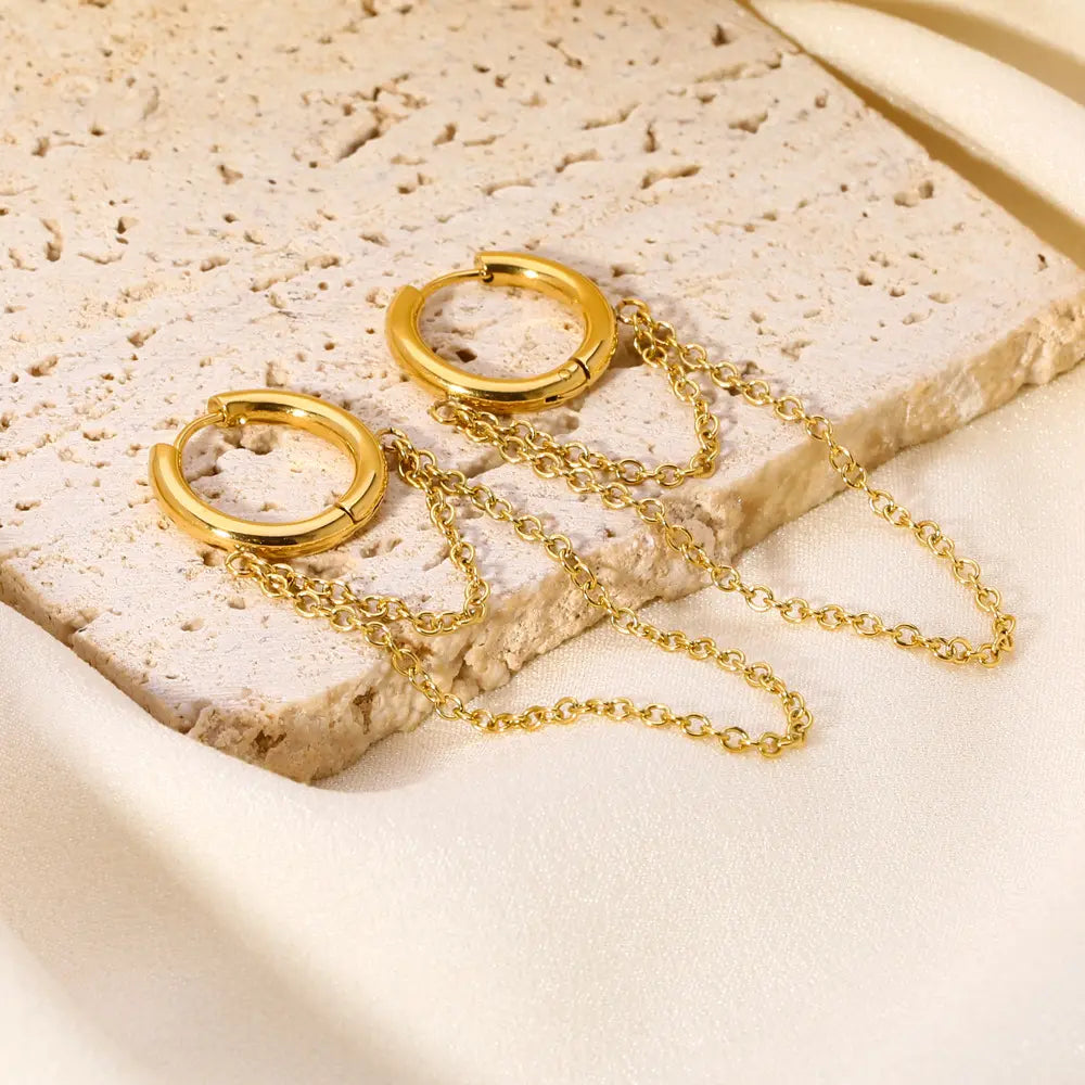 Roxane – Ohrringe Kette Punk Beschichtet Gold