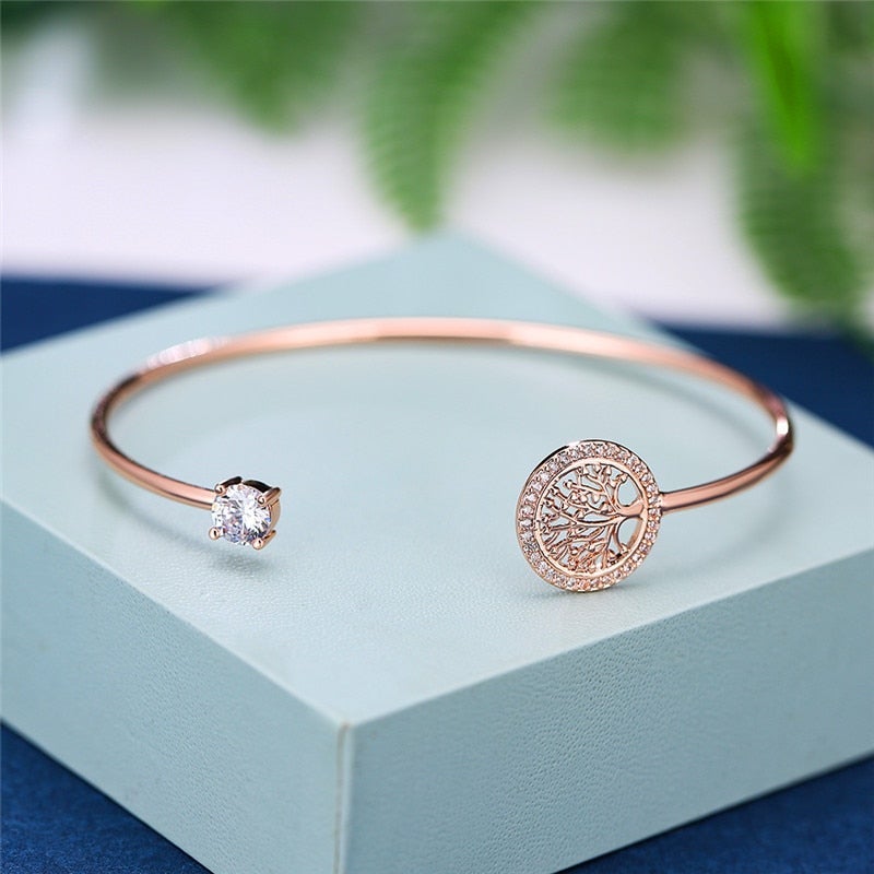 Elowen – Verstellbares Armband Lebensbaum aus Silber