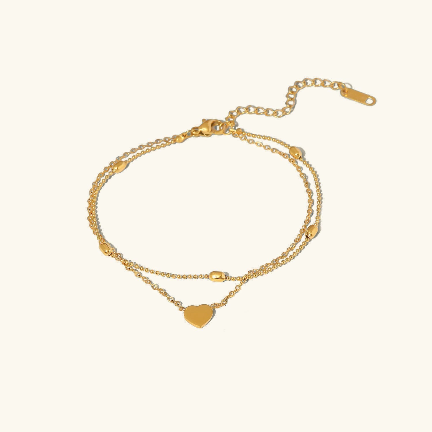 Rami – Knöchelarmband Goldenes Herz Doppelschichten