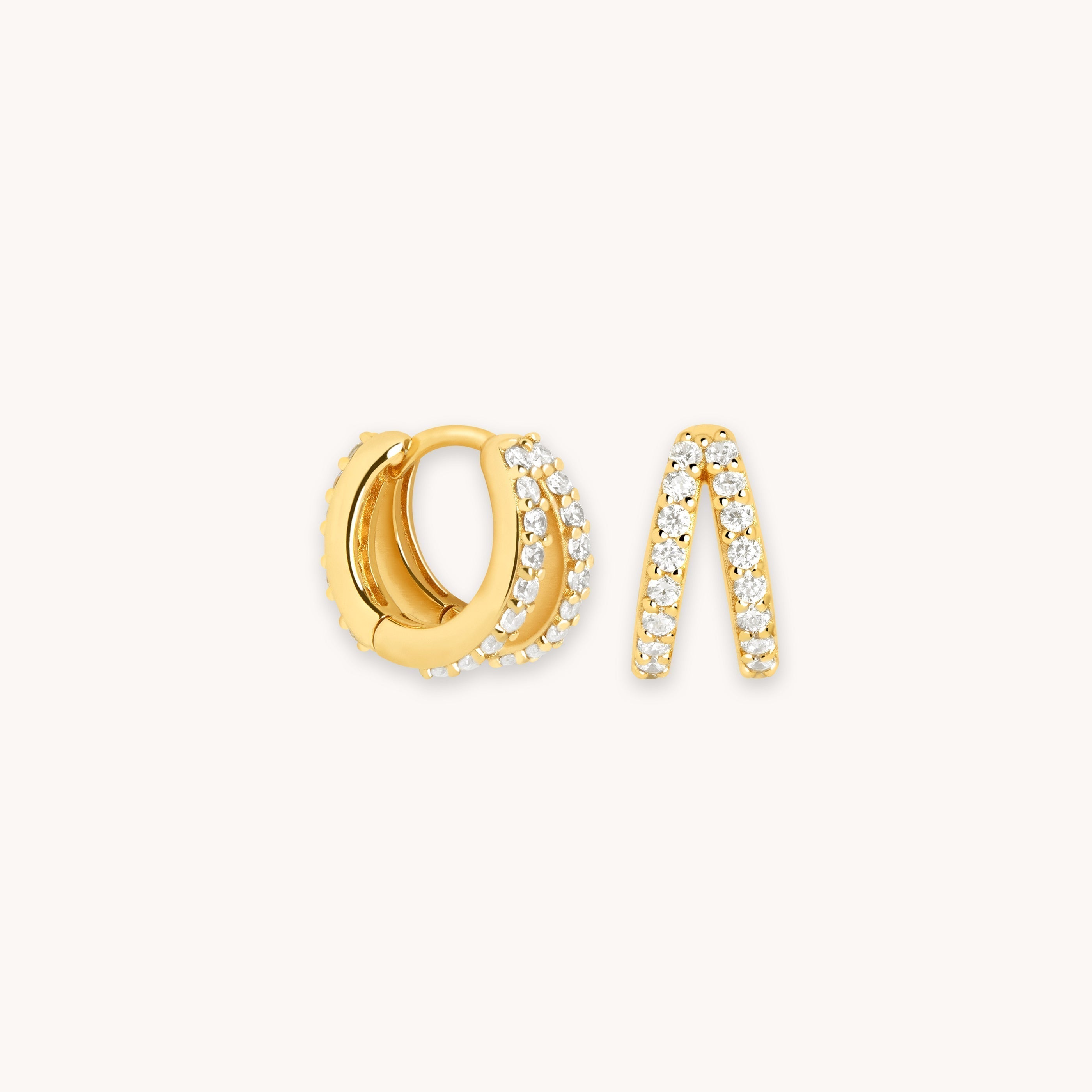 Mia – Goldene Creolen mit Doppelreihen-Design
