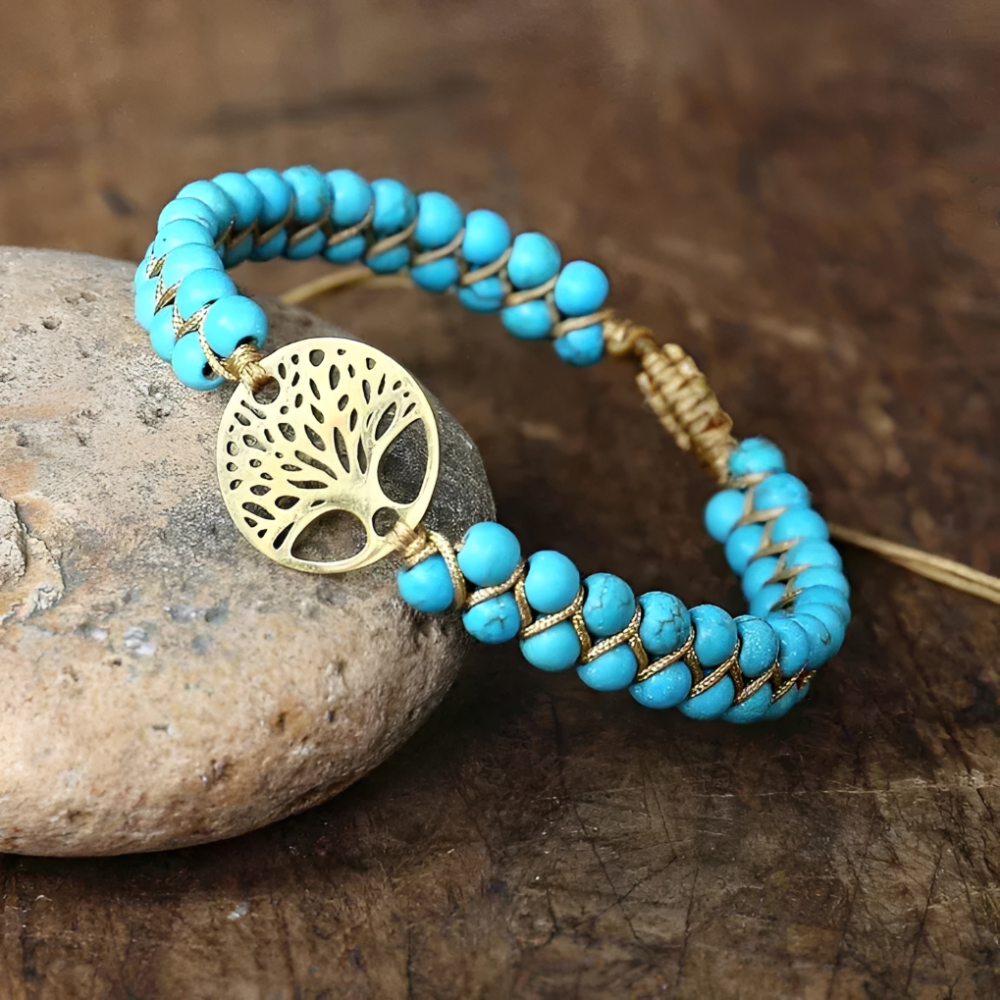 Arboréa – Handgefertigtes Lebensbaum-Armband mit Türkis