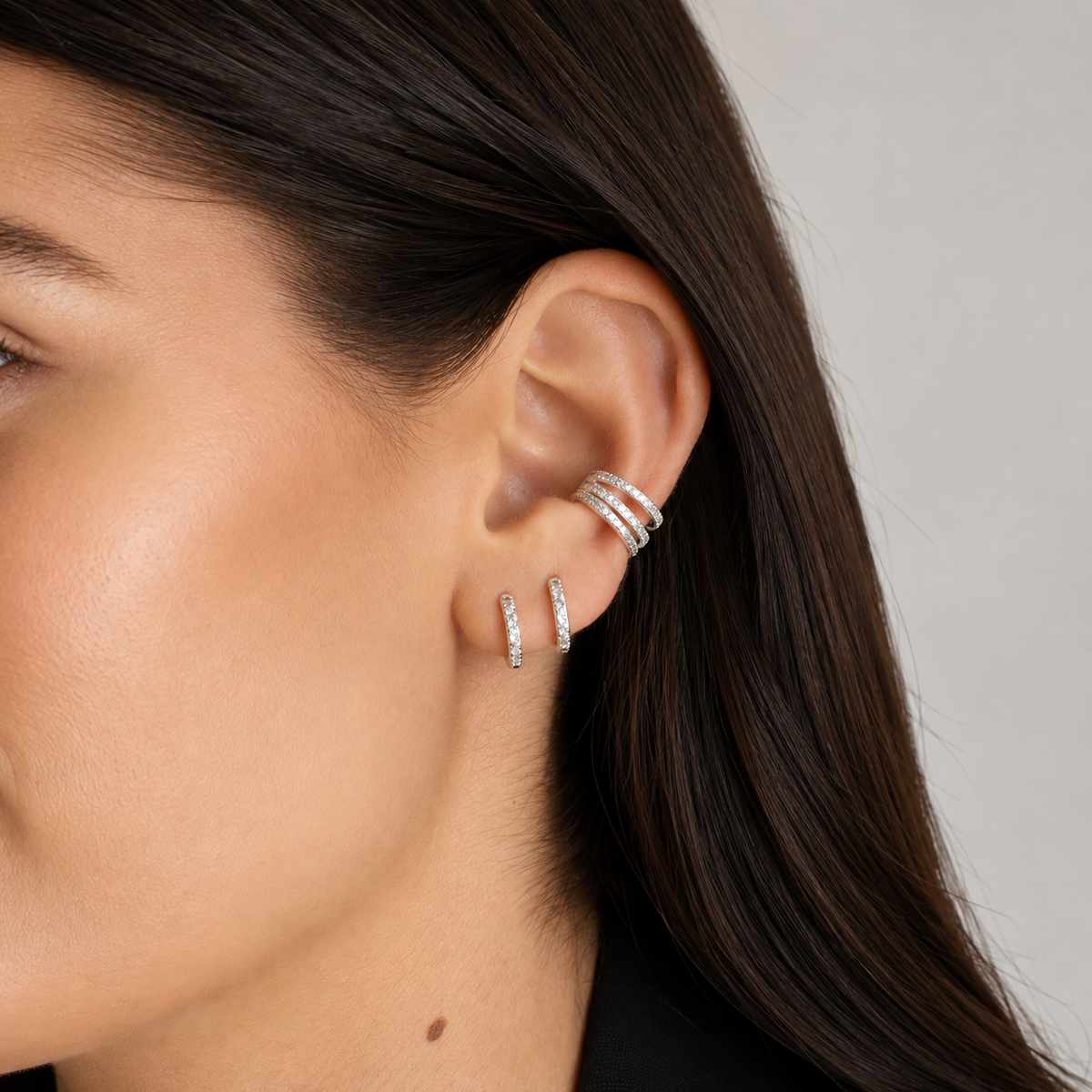 Cleo - Micro Pave Silber Huggies