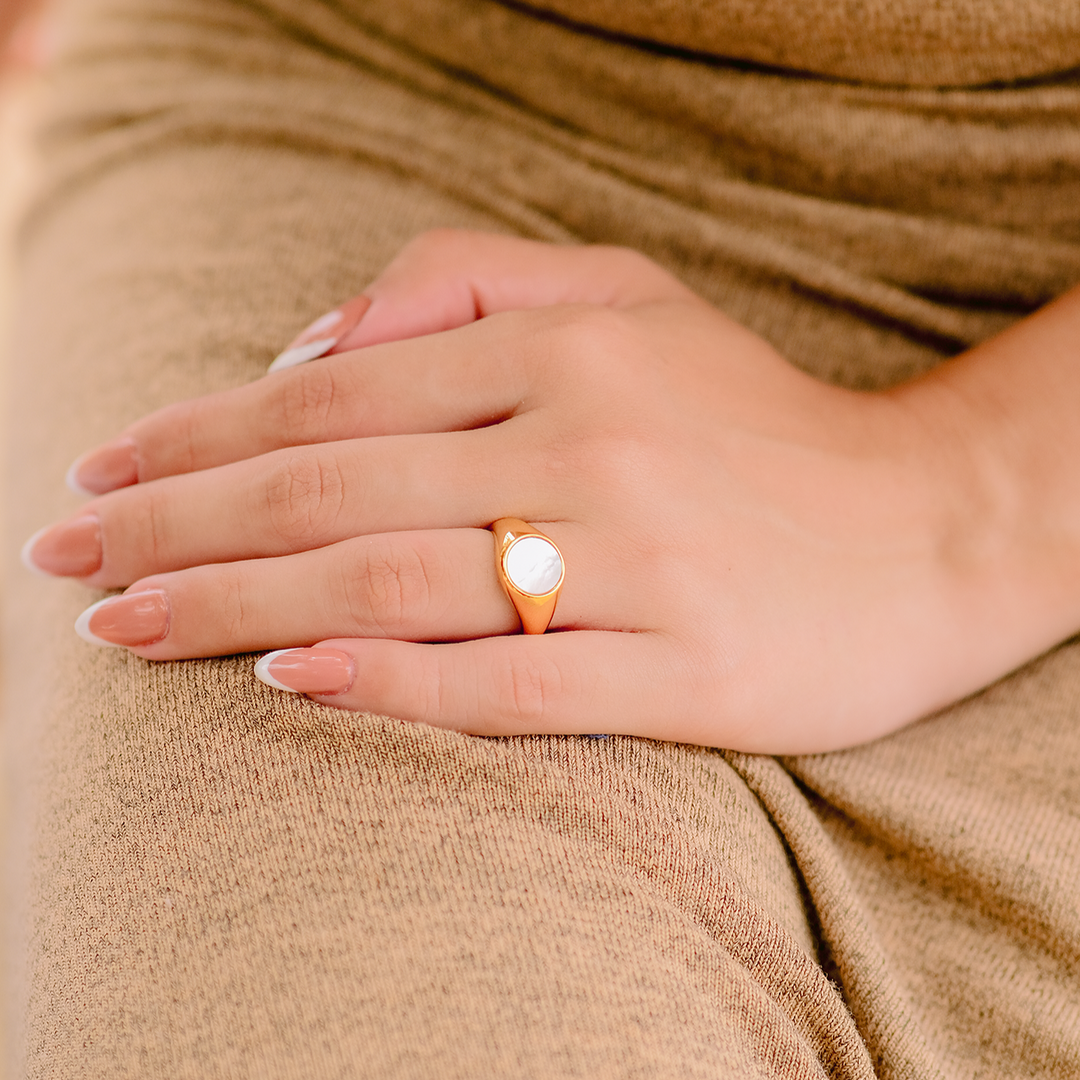 Naoko – Bague Perle Dorée