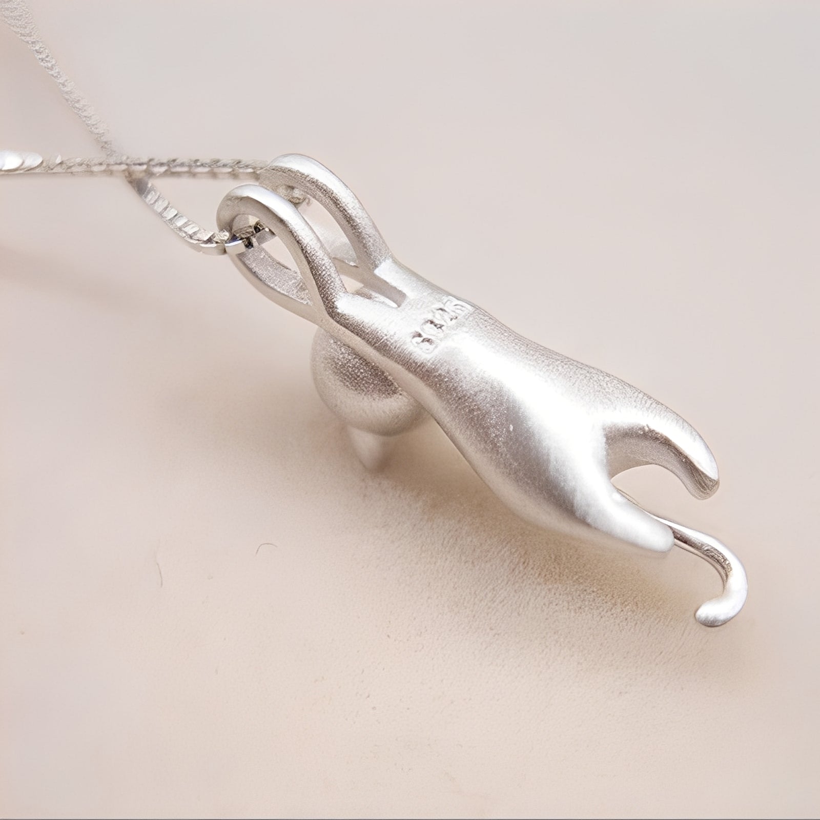 Lean – Schmuckset Katze Sandgestrahlt in Silber