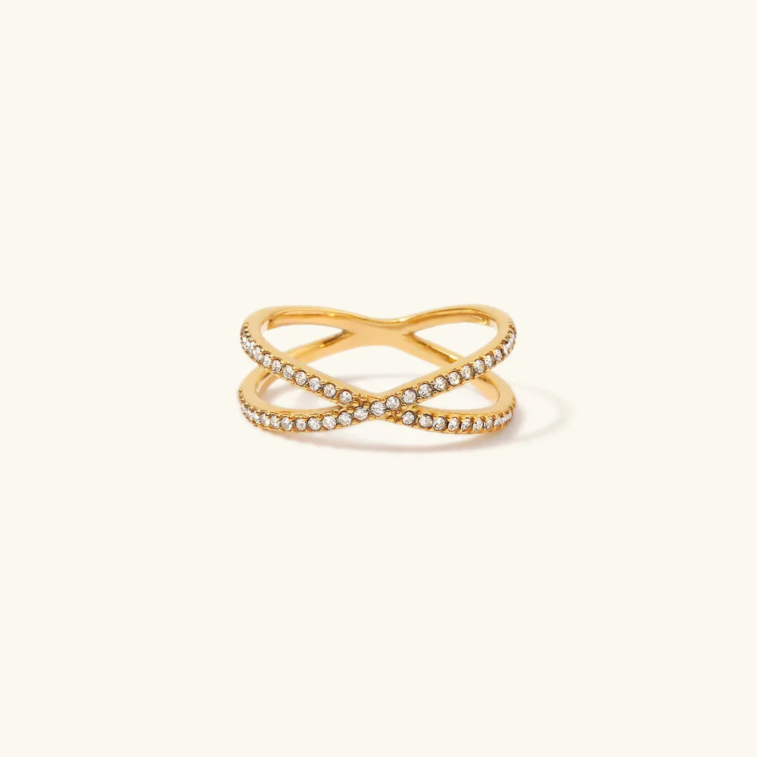 Nadia – Bague Kreuz aus Gold und Diamanten
