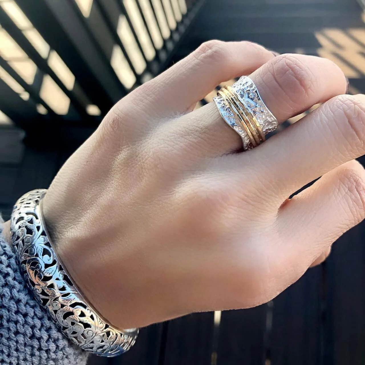 Bianca - Zeitloser Gold- und Silber-Spinner-Ring