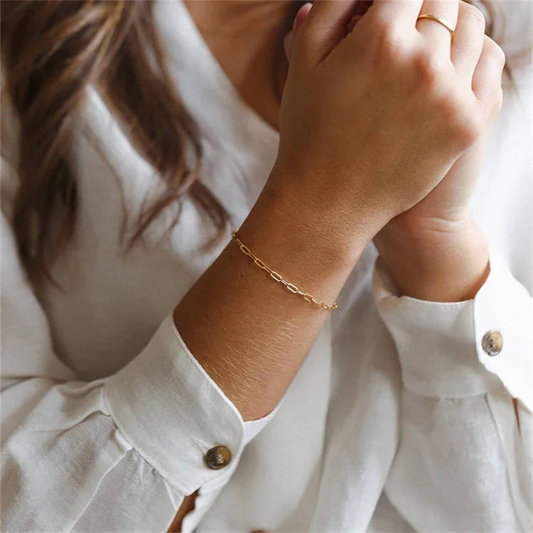Maybelle – Armband Kette Paperclip aus Gold