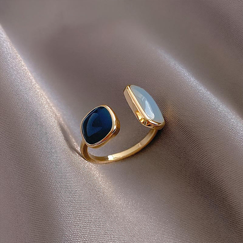 Hana – Offener Eleganter Blauer Emaille-Ring Koreanischer Stil