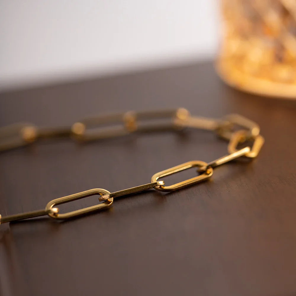 Ria Gold Paperclip Kettenhalskette
