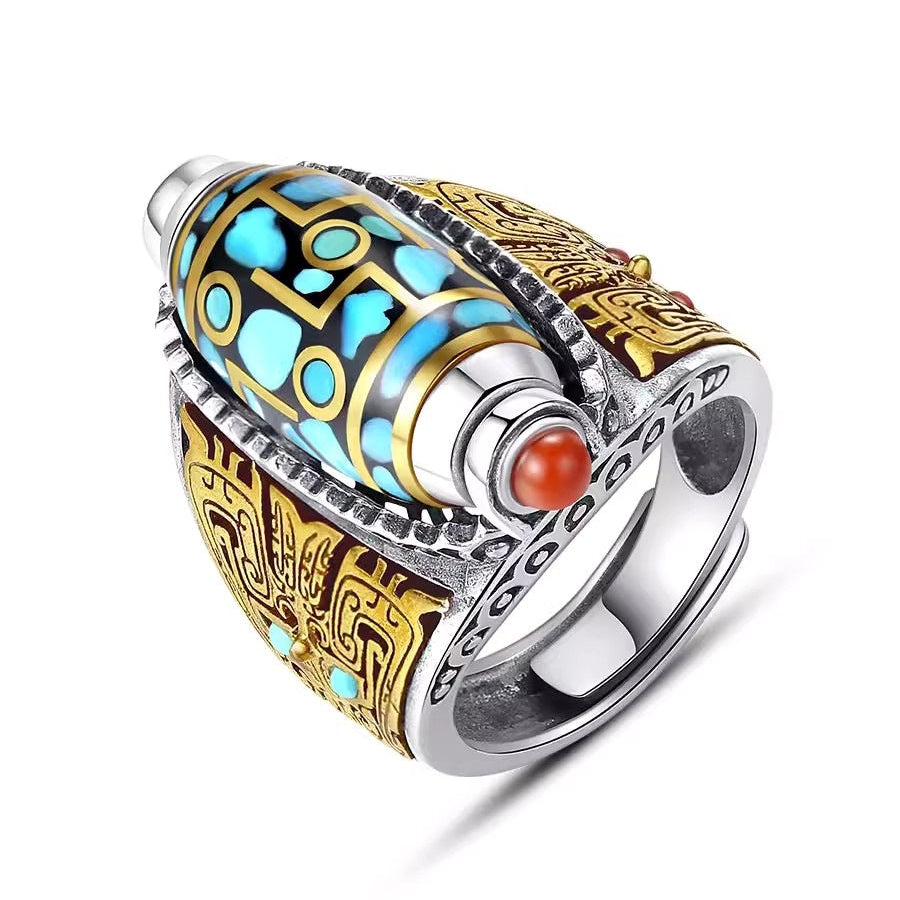 Matteo – Vintage Geflochtener Ring mit Perlen aus Sterlingsilber