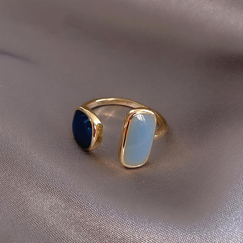 Hana – Offener Eleganter Blauer Emaille-Ring Koreanischer Stil