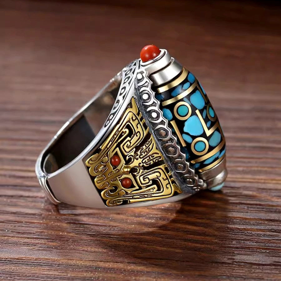 Matteo – Vintage Geflochtener Ring mit Perlen aus Sterlingsilber