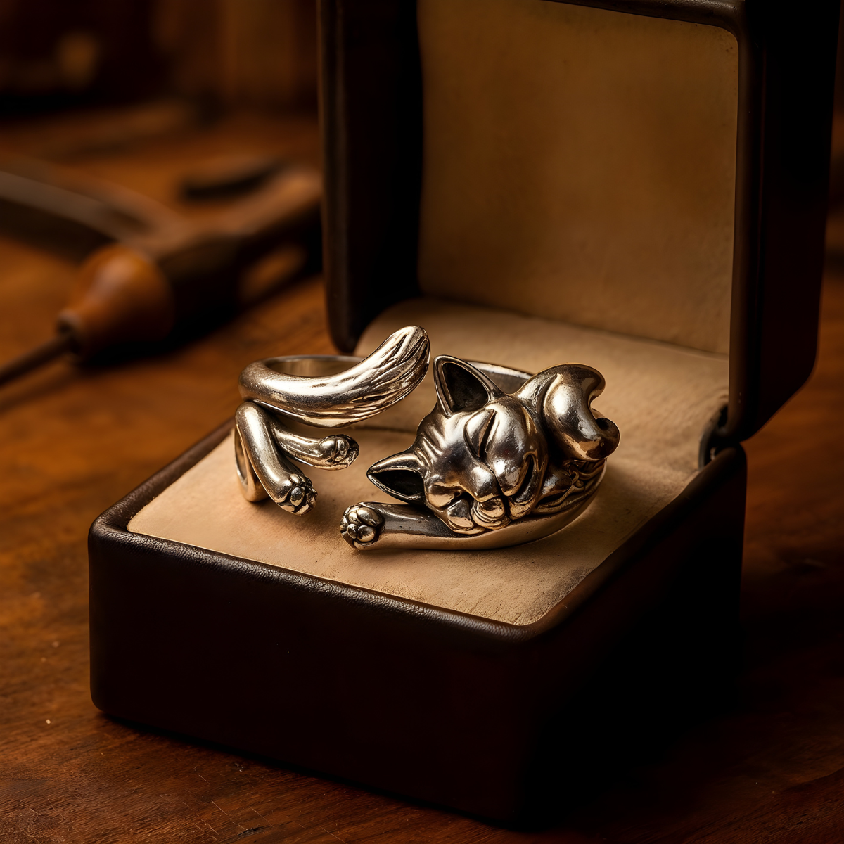 Katya – Ring aus Legierung mit Kätzchen-Design
