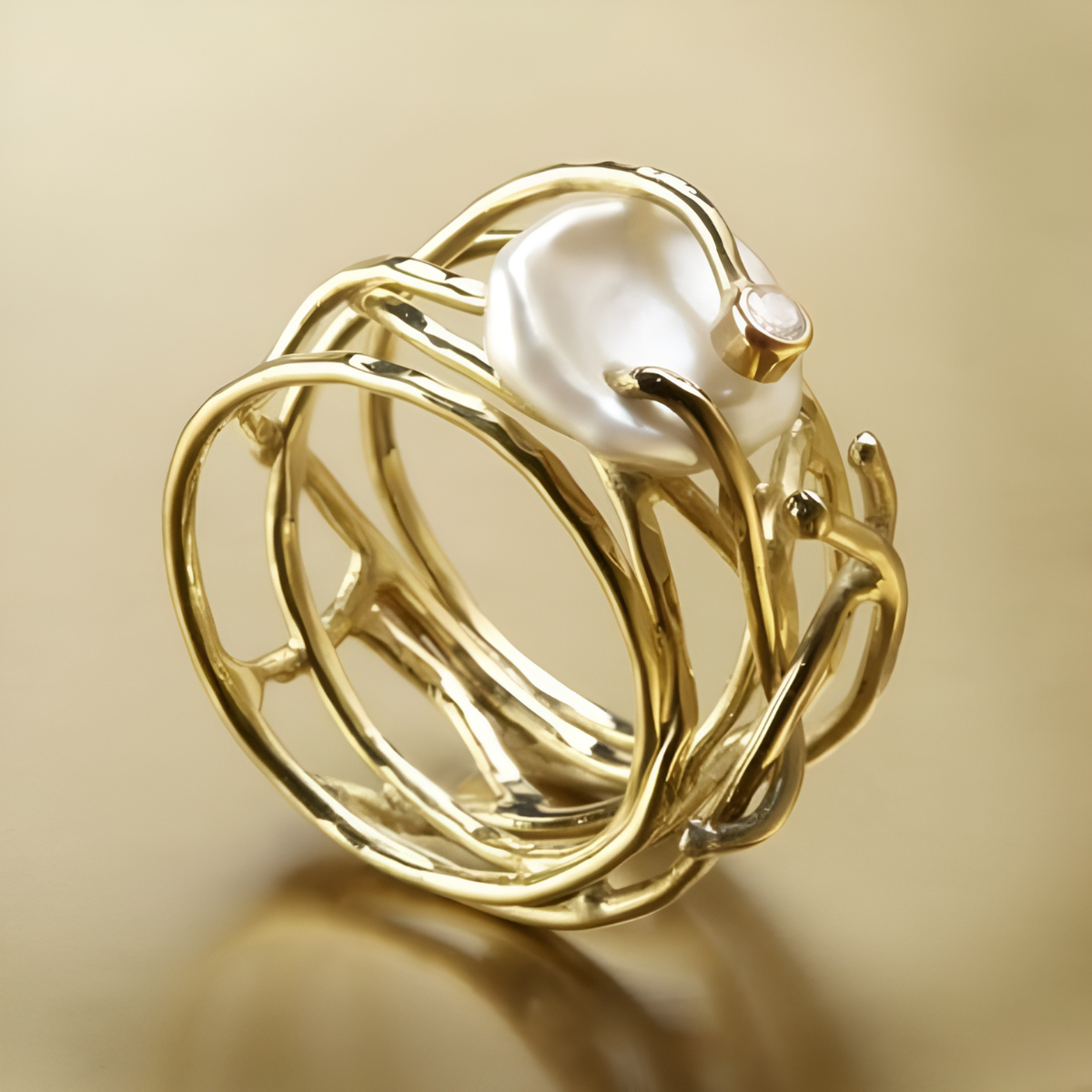 Alma – Ring Unregelmäßige Weiße Perle