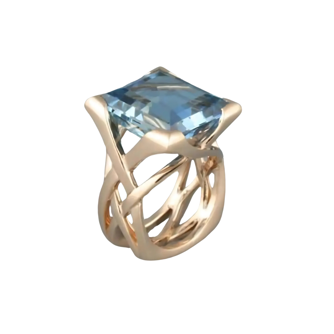 Evie – Vintage-Ring aus Roségold mit blauem Zirkon