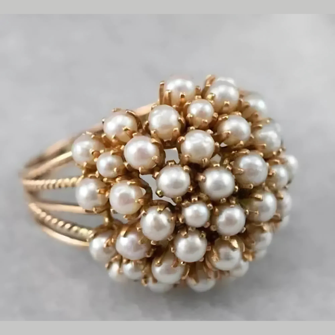 Imogen – Vintage-Ring mit eingearbeiteten schimmernden Perlen