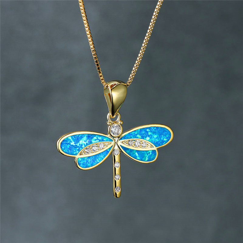 Maggie – Collier Goldene Libelle mit Opal