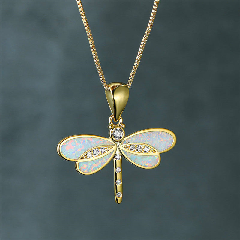 Maggie – Collier Goldene Libelle mit Opal