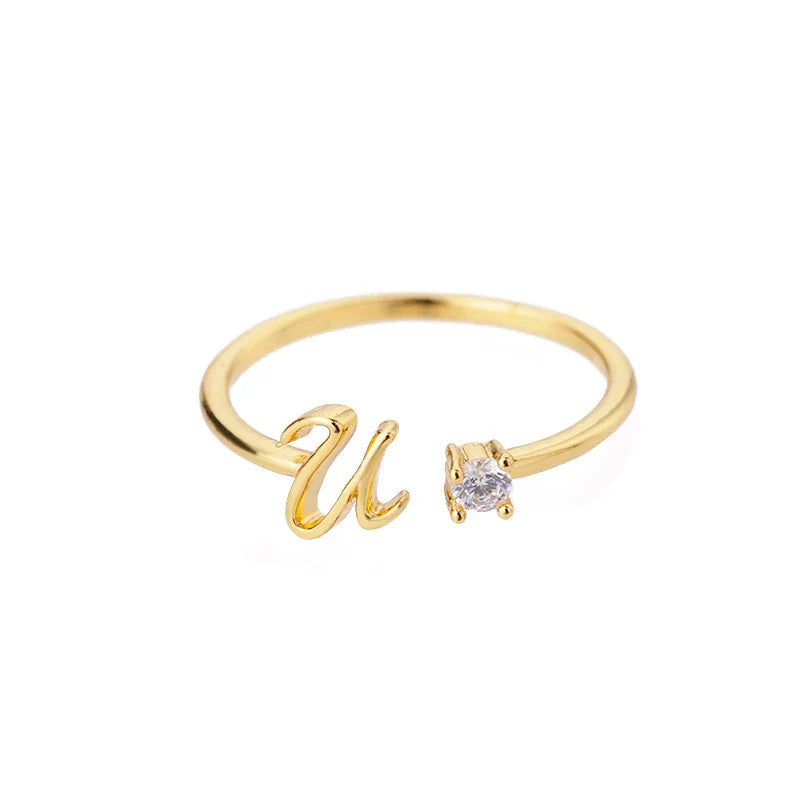 Shiela – Initialring aus vergoldetem Edelstahl