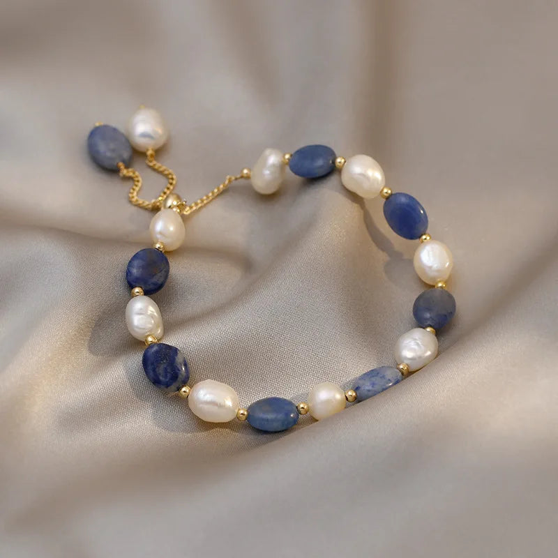 Lysanne – Armband Blauer Aventurin und Süßwasserperle