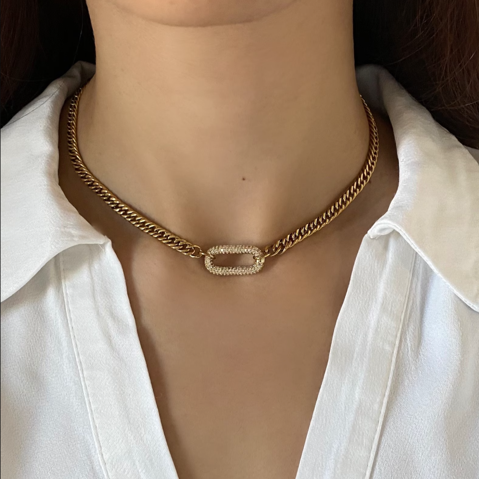 Cleo – Geometrische Strass-Halskette für Schlüsselbein