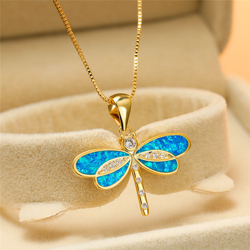 Maggie – Collier Goldene Libelle mit Opal