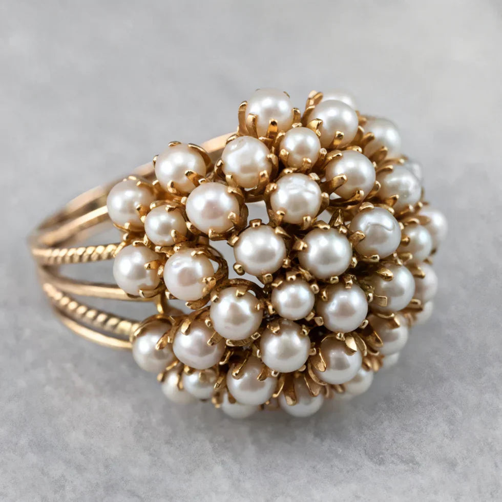 Alma – Vergoldeter Ring mit Perlen